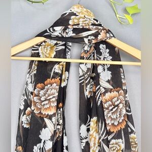 Olsen Europe Floral Brown-Black and Gold Scarf
